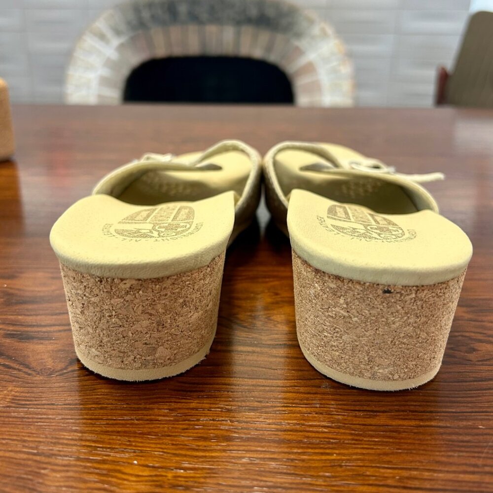 Worishofer Cream Perforated Leather Slides - Cork Wedge - Size 41 - Picture 7 of 8